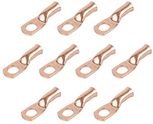 RIOCAN 10pcs 8 AWG-5/16”(M8) Ring Terminals 8 Gauge Copper Wire Lugs Battery Cable Ends Heavy Duty Battery Cable Terminal Connectors
