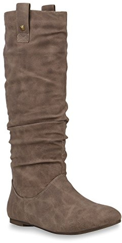 Damen Schlupfstiefel Warm Gefütterte Stiefel Nieten Winter Schuhe 153349 Khaki Arriate 40 Flandell