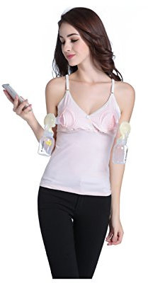 Jueshanzj Womens Maternity Vest Tank Top Handsfree Breast Pump Nursing Bra Pink Small