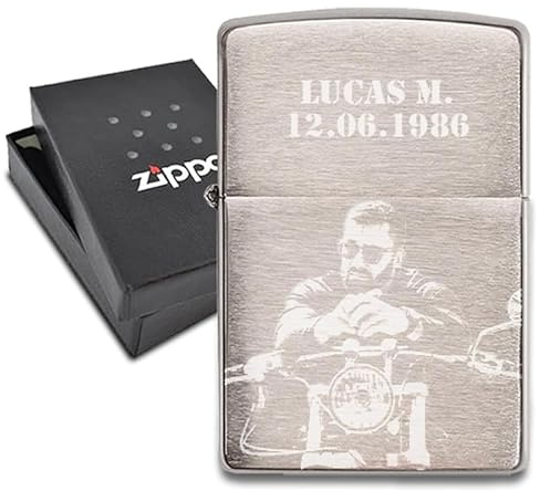 Zippo Feuerzeug in Chromfarben mit Foto-Gravur