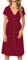Summer Dresses for Women Casual Midi Dress Short Sleeve V Neck Button Decoration Swing A Line Tunic Dress with Pockets Size XL = UK 14-16 Red