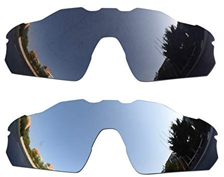 SOODASE Für Oakley Radar EV Pitch Sonnenbrillen Schwarz/Silber 2 Paare Polarisierte Ersatzgläser
