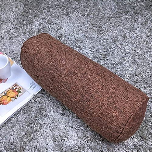 FINEASY Round Neck Pillow Roll Cervical Support Pillows Neck Pain Relief Cylinder Bolster Pillows with Removable Washable Cover for Sleeping, Chair, Car, Sofa (1, Brown-1Pc)