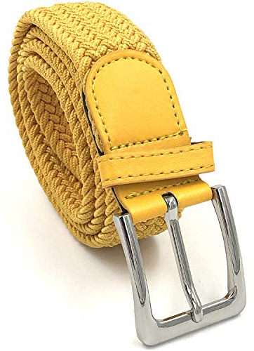 LisaModa Unisex Stretch Flechtgürtel in vielen Farben (Gelb 030, 110-130)