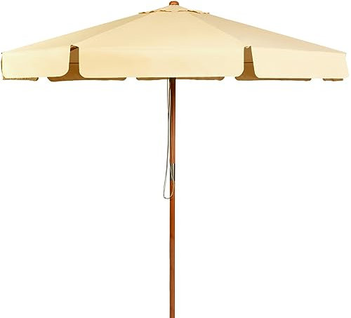 COSTWAY Ombrellone da Giardino 300 cm, Ombrellone da Esterno con Pulsante Manuale e Inclinazione Regolabile, Protezione UV, Ideale per Piscina, Balcone, Giardino (Beige)