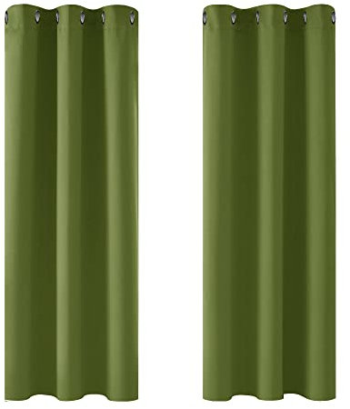 Deconovo Blickdicht Gardinen mit Ösen für Schlafzimmer Thermogardinen Vorhang Blickdicht Kälteschutz Thermogardine Hitzeschutz Dicke Thermovorhang, 138x107cm(HöhexBreite), Apfelgrün, 2er Set