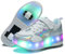Lovelysi Unisex Jungen Mädchen LED Licht Skateboardschuhe mit Rollen Drucktaste Einstellbare,USB Wiederaufladbar,Inline Skates,Outdoor Sport Gymnastik Running Sneaker