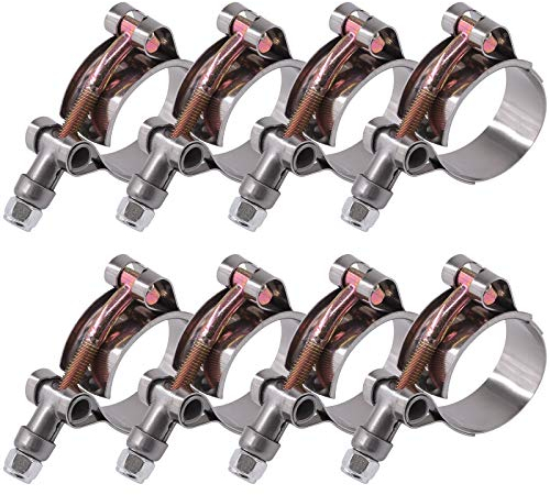 Glarks Lot de 8 colliers de serrage à boulon en T en acier inoxydable 32-37 mm Silver