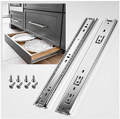 SHUHANG Schubladenschienen Vollauszug mit Kugelgelagerten Schubladenauszug 600mm Schubladenschiene Küchenschubladen Schubladenführungen 45 KG Tragfähigkeit Seitenmontage Silber 1 Paar