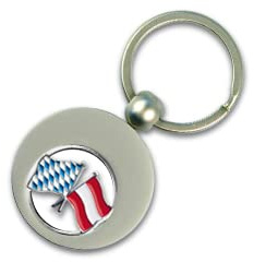 Yantec Schlüsselanhänger Bayern - Österreich mit Einkaufswagenchip, Bayernflagge Einkaufs-Chip für den Einkaufswagen aus Metall