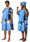 Winthome Schnelles Trocknen Badeponcho - Strand Umziehhilfe, Surf Poncho mit Tasche und Kaputze, Handtuch Poncho für Damen und Herren, Strandponcho für Schwimmen und Surfen (Blau, XL)