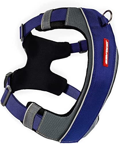 EzyDog No-Pull Hundegeschirr für Mittelgroße und Große Hunde, X- Link Anti Zug Geschirr Hund Verstellbar, Reflektierendes, Größenverstellbar, Brustgeschirr Gepolstert (XL, Blau)