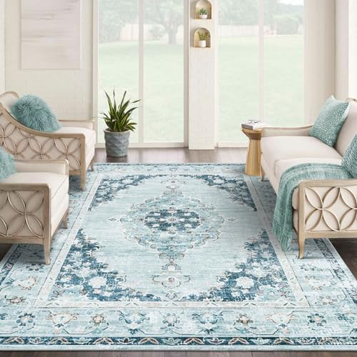 Taleta Wunderschöner waschbarer Teppich für Wohnzimmer, rutschfeste Teppiche für Schlafzimmer, maschinenwaschbar, weicher Kurzflor-Teppich, großer Wohnzimmerteppich, Vintage, orientalischer