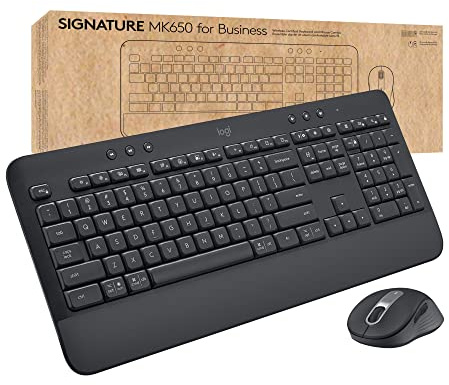 Logitech Signature MK650 Combo for Business, Wireless Mouse and Keyboard, Logi Bolt, Bluetooth, SmartWheel, Globally Certified, Windows/Mac/Chrome/Linux - Graphite