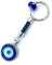ASTER ALHELÍ - Porte Cle Bonheur - Porte-clés en Cuir Tressé Bleu oeil turc Avec Perles Argentées - Porte-clés en Cuir pour Homme ou Femme - Amulette Protection Puissante