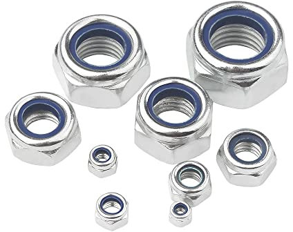 M5 Galvanized iron Nyloc Lock nut,5mm Self Nylock Locking Nuts with Nylon Inserts (Pack of 60)