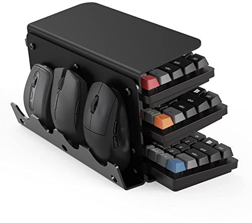 Yikola Acrylic Keyboard Mouse Storage Rack [Large Capacity Storage] 3-Tier Keyboard Display Stand,Acrylic Keyboard Stand for Desk, Sapce-saving Keyboard Drawer Keyboard Mouse Desktop Organizer-Black