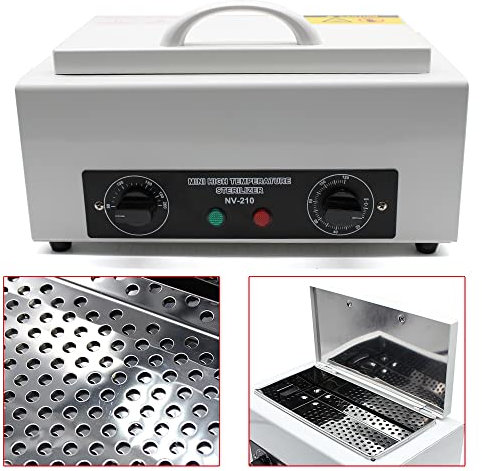 Sterilisator Für Instrumente 300W Heißluftsterilisator Einstellbar 50-220℃ Trockene Hitze Sterilisator Hochtemperatur Desinfektion für Kosmetik Nagel Fußpflege (1,5L)