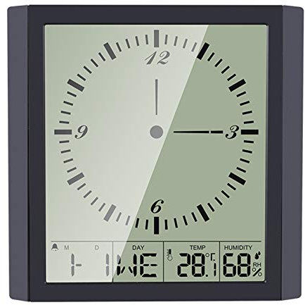 Irfora Thermomètre-hygromètre numérique multifonctionnel et horloge carrée Horloge murale minimaliste avec alarme calendrier et affichage de la température intérieure et de l'humidité de l'air
