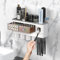 Toothbrush Holders for Bathrooms Wall Mount, 4 Cups Toothbrush Holder with Toothpaste Dispenser,Large Capacity Tray, Transparent Drawer for Bathroom Organizer & Bathroom Organization and Storage