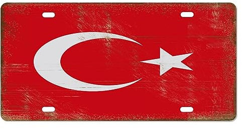 Yelolyio Türkei-Kennzeichen für die Vorderseite des Autos, Größe 15,2 x 30,5 cm, rostfrei, Vintage-Türkei-Flagge, Metall-Kennzeichen, Aluminium, Neuheit, Nummernschild, Auto-Tags, Geschenk für neues