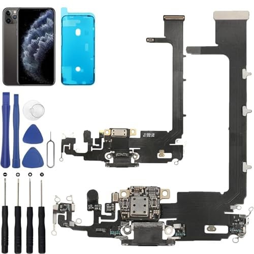 Charging Port Replacement for iPhone 11 Pro Max USB Dock Connector Flex Cable Microphone Replacement for iPhone 11 Pro Max with Tool