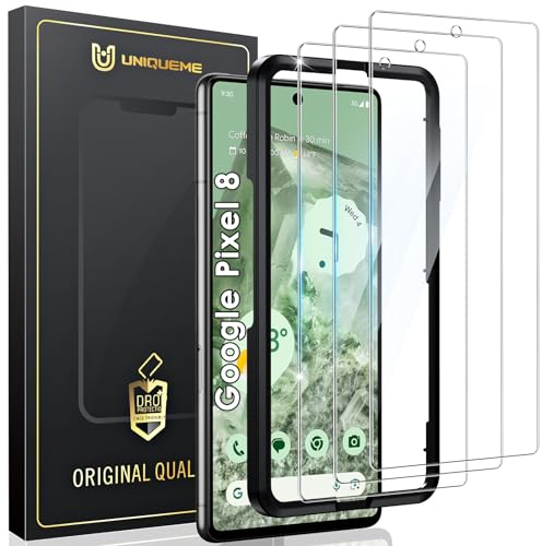 UniqueMe Schutzfolie für Google Pixel 8 Panzer Schutz Glas, 3 Stück für Google Pixel 8 Schutzglas, 9H Härte, HD-Klar, Anti-Kratzer