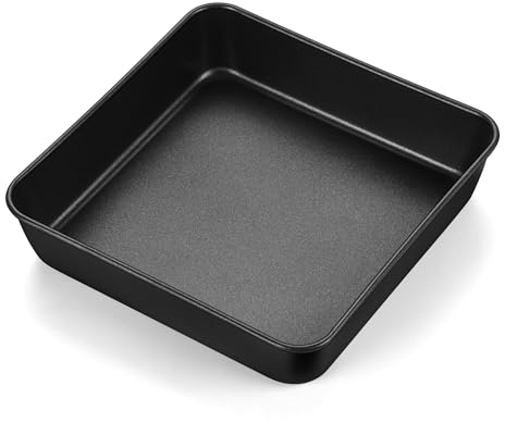Joyfair Quadratische Kuchenform, Edelstahl Backform Auflaufform mit Antihaftbeschichtung, 21 x 21 x5 cm, Perfekt für Brownie/Lasagne/Kuchen, Gesund & Langlebig, Leicht zu Reinigen