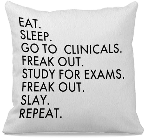 Oflich Nursing Student Pillow Cover - Nursing School Gifts Throw Pillow Covers 18X18, Rn Gift Pillowcase, Funny Nurse Student Gifts for Women