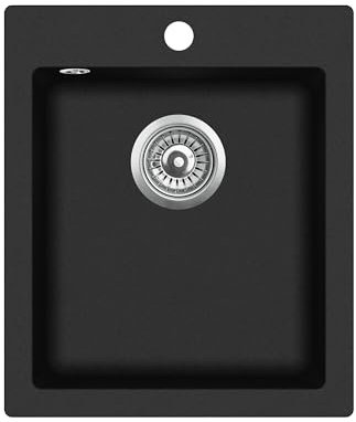 GURARI Granitspüle SQS 100-601 AW, (1 St), Küchenspüle, Einbau Granitspüle Schwarz, inkl. Siphon, 42,5x50