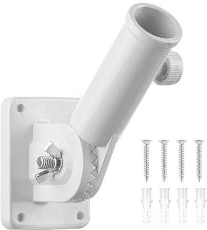 thirei Soporte para mástil de bandera, soporte de mástil ajustable, para decoración de banderas, color blanco