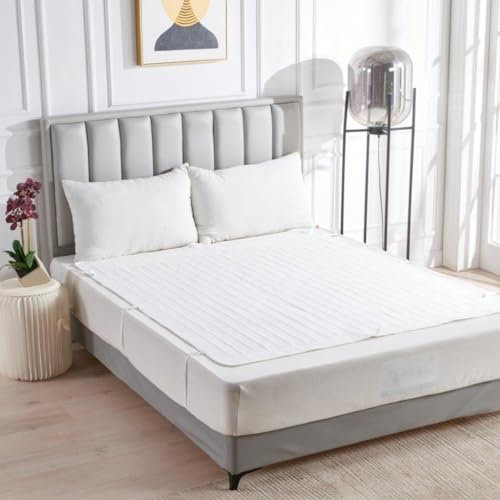 LIZZIE JACOBS New Comfort Control Electric Blanket Heated Underblanket with 3 Heat Settings Machine Washable Fast Heat Up Overheat Protection Easy Fit Straps (Hug Snug Fleece, Double)