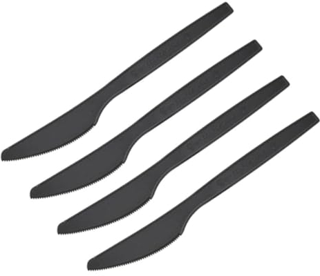MAQA 50 pz Coltelli neri in pla riutilizzabili, Coltello compostabile 16 cm, set posate coltello bio nero