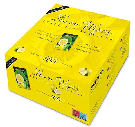Santex Lingettes au citron rafraîchissantes parfumées Boîte de 100 sachets