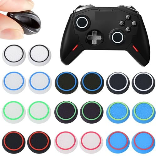 PNOOFR 20 Pcs Daumenkappen, Silikon Hülle, Thumbstick Joystick Griffabdeckungen, Thumb Gripssticks Kappe, Controller Joystick Kappen, Für Xbox One Serie PS4 PS5 Controller Zubehör Grip Joystick Case