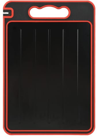 3-in-1-Auftaubrett, Doppelseitige Frost-Away-Platte, Schneidebrett, Schnelles Auftautablett Mit Messerschärfer for Auftauen Von Gefrorenem Fleisch, for Auftauen (Color : Black Red)