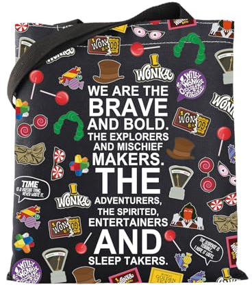 MYSOMY Willy Musical Inspired Gift The Wonka Chocolate Factory Wiederverwendbare Tragetasche für Wonka-Fans Geschenk für Musikliebhaber, Wonka Tb-bl, 13.7inch*15inch