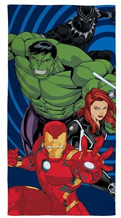 Disney Offizielles Marvel Avengers Handtuch, superweiches Gefühl, Hulk Ironman Hero Design, perfekt für Zuhause, Bad, Strand und Schwimmbad, Einheitsgröße, 140 cm x 70 cm