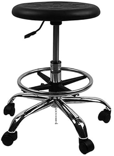 Hocker mit Rollen, Rollstuhl, Büro, Salon, Tattoo, Küche, Massage, Arbeit, bequemer runder Sitz, höhenverstellbar, drehbar, robuster Stuhl (A)