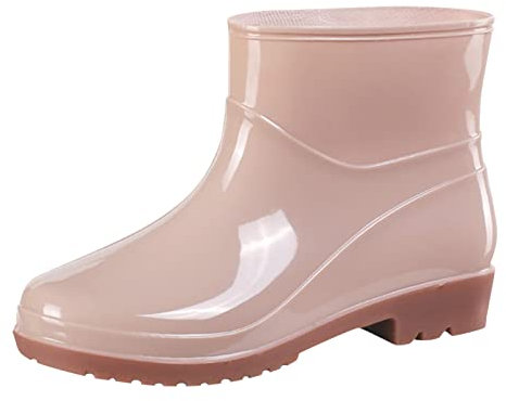 Scarpe da donna estive blu corti stivali da pioggia da donna impermeabili da infilare, stivali da giardino da donna in gomma per lavoro esterno con comfort scarpe da donna eleganti, cachi, 37 EU