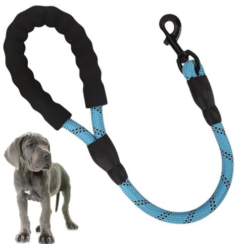 Short Dog Lead with Soft Padded Handles and Reflective Threads Walking Dog Rope Dog Lead Rope for Small Medium and Large Dogs (blue)