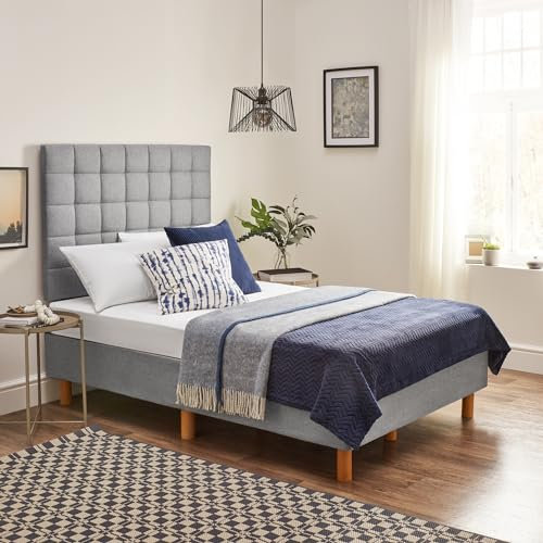 Home Treats Divan Bed With Headboard | Small Double Divan Base With Cover Fabric Bed Frame 4FT With Legs (No Mattress, Small Double)...