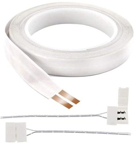 FrogBro Cavo audio autoadesivo super piatto da 15,2 m, con 2 convertitori, adatto per cavi audio, illuminazione a LED e altri dispositivi a bassa tensione, sezione 24 AWG/0,2 mm², può passare 2-3 A