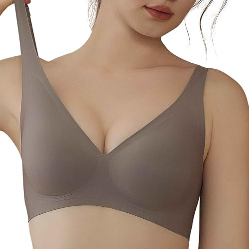 Adicloz Reggiseno Imbottito Senza Ferretto, Reggiseno Senza Cuciture da Donna Morbido e Traspirante Reggiseno Push up con Scollo a V, Brassiere Donna Confortevole