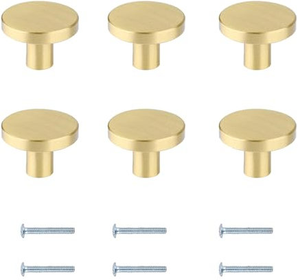 YSBCNK 6 Pcs Gold Handles, Drawer and Cupboard Knobs, Wardrobe, Closet, Kitchen Handles, Home Decorating, (20 * 25mm)