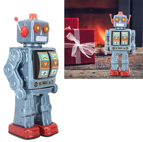 TYTOGE Metal Tin Robot Toy Retro Electric Rotating Figures Model Adult Collection Kids (Blue)
