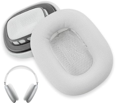 Ersatz-Ohrpolster für Apple AirPods Max Kopfhörer - Kühlgel Protein Leder Memory Foam Netzgewebe Ohrpolster, Noise Canceling Over-Ear Kopfhörer Ohrpolster (1 Paar, Silber)