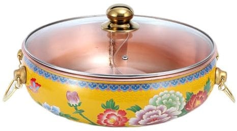HHCTEBEC Cloisonne Pure Copper Hot Pot with Lid, Small Hot Pot nduction Cooker Hot Pot Small Copper Pot for Family Dinners Restaurants Cooker,A-36cm