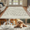 TOPICK Teppich Waschbar Boho Eingangsbereich Marokkanischer Niedrigfloriger Geometrischer Fleckenabweisend, rutschfest Ultradünner für Küche Schlafzimmer Bauernhaus Badezimmer Tür 90x150(cm) Braun