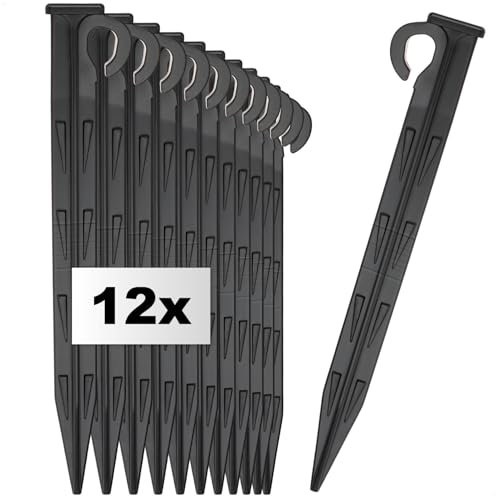 com-four® 12x Erdnagel aus Kunststoff - langlebiger und UV-beständiger Bodenanker für Camping, Garten, Strand - Heringe für Outdoor